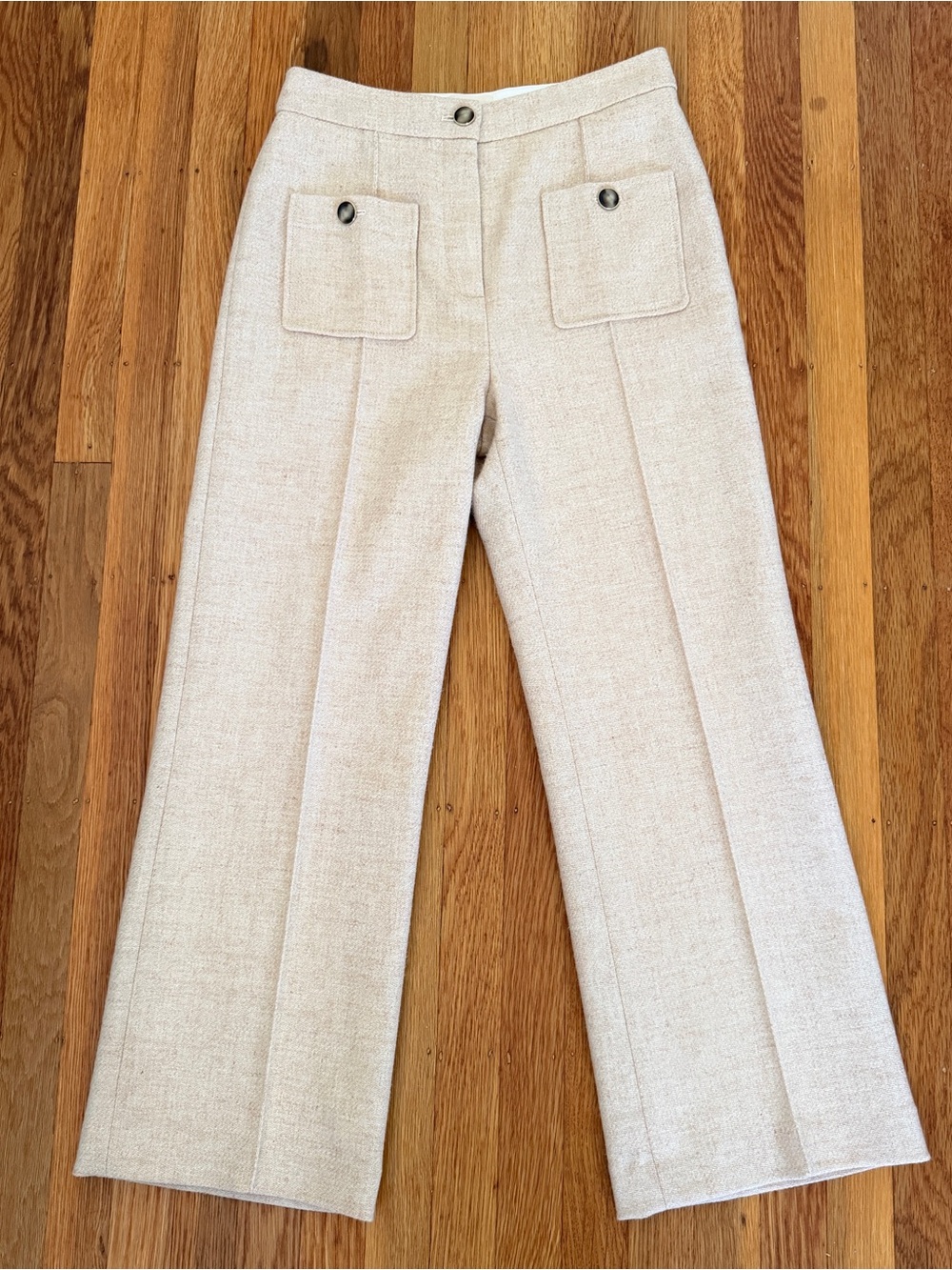 NWOT Sezane Emilio Trousers in Mottled Ecru